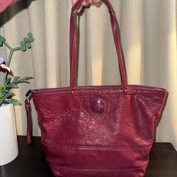 Authentic COACH Poppy Signature Metallic Sateen Tote Bag Magenta Berry F15142