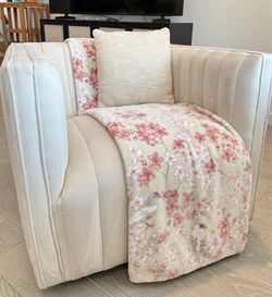 Velvet swivel arm chair living room furniture cream/white