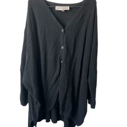 Stephanie Schuster One Size Fits All  Black Long Cardigan Sweater  Vintage    Comes from a pet and smoke free people.  Measurements are in the picture