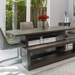 Wood Table With Bench And 4 Chairs 