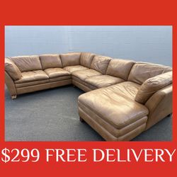 LEATHER 3 piece SECTIONAL couch sofa recliner (FREE CURBSIDE DELIVERY) 
