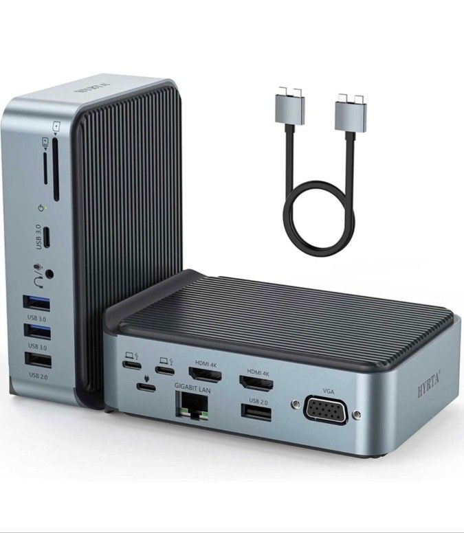 HYRTA USB C DOCKING STATION DUAL MONITOR FOR MACBOOK PRO AIR