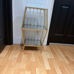 Modern Gold Metal Glass side table / nightstand