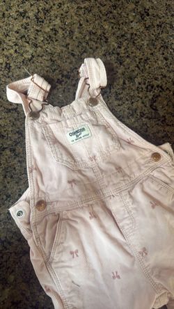 Pink bow overalls