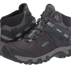 KEEN SIZE 9 Women's Steens Mid Height Leather Waterproof Hiking Boot Steel Grey Shoes Sneakers