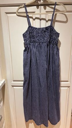 A New Day smock dress size S dark blue gray stripe