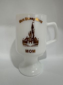 Walt Disney World Mom Footed Mug White Ceramic Castle Gold Print