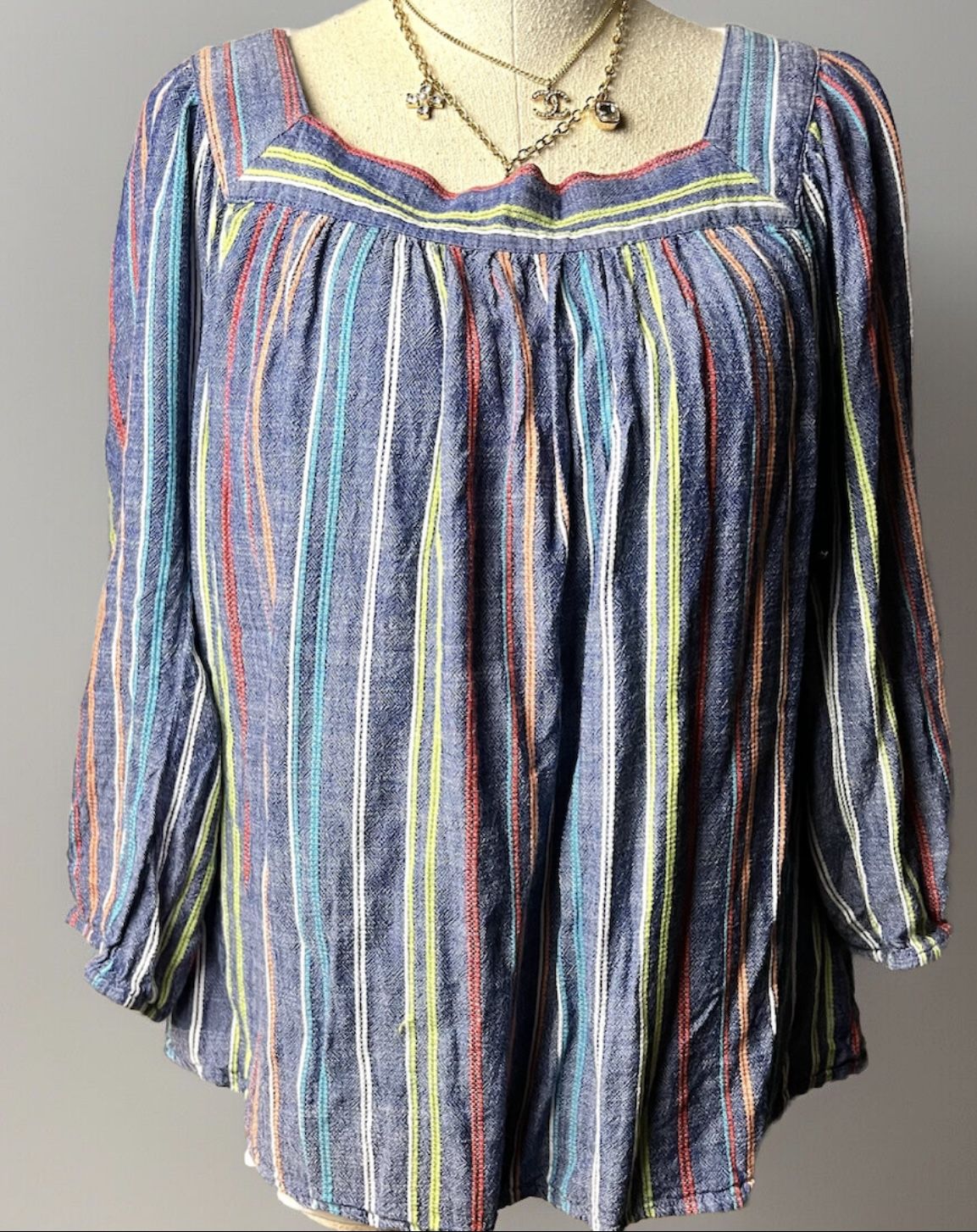 Retrology Color Block Stripe Blouse
