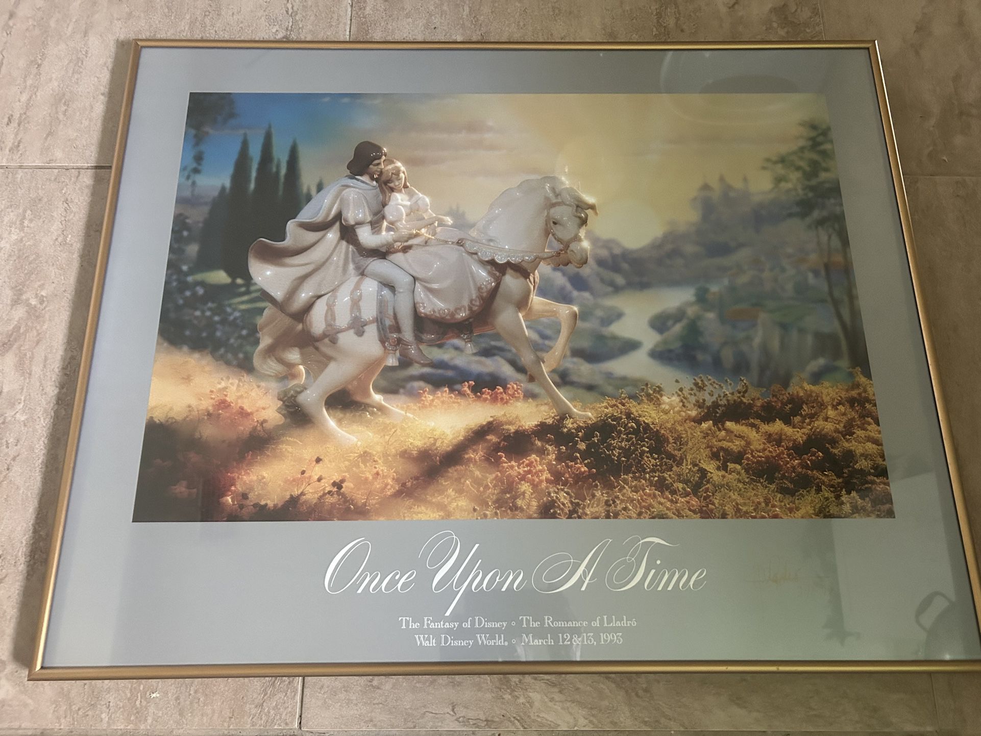 The Fantasy Of Disney LLADRO  “Once upon a Time” SIGNED Framed Poster  3/12/1993