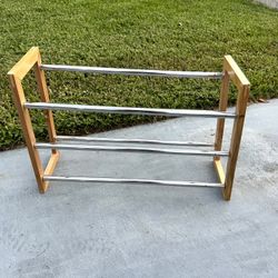 Wood and Metal 3 Shelf Shoe Rack Stretchable in length(see both pictures)