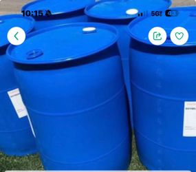Sealed Plastic barrels 55 gallons.  Non detachable lid. Tambos de plástico sellados 55 galones.  No  tiene tapa.