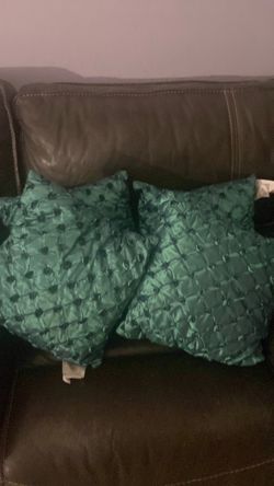 Teal Satin Pintuck Throw Pillows Set of 2