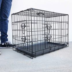 $40 (New in box) Folding 30” dog cage 2-door folding pet crate kennel w/ tray 30”x18”x20” 