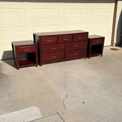 Extras Included Read Below -Beautiful Wood Dresser + 2 Matching Nightstands and  Cal King Bed Frame – Must Go Quickly!