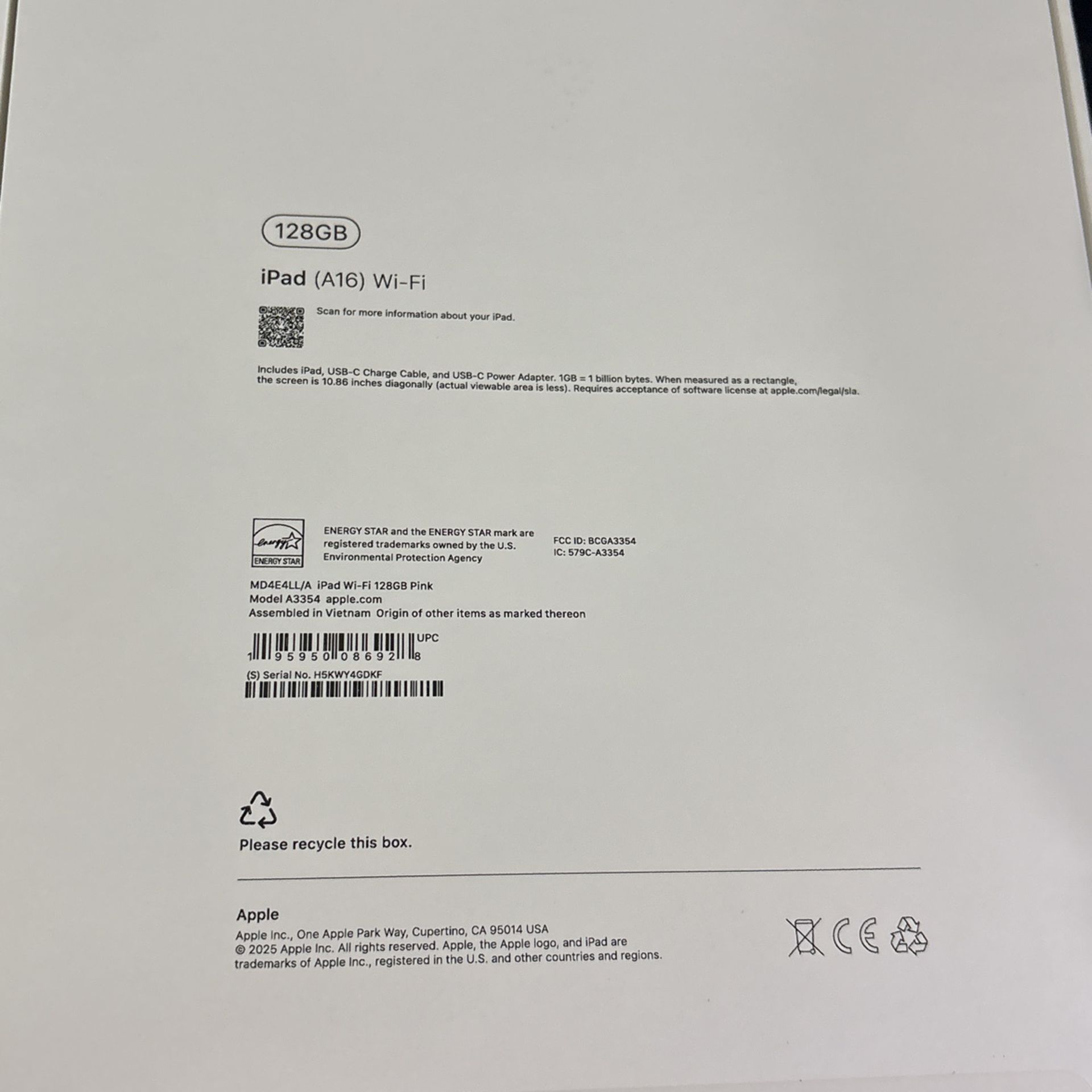 IPAD 10th GEN PINK 128GB