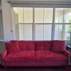 $350 Macy’s Full Size 3 Seater Couch (Red) 87inL x 37inW  x 34inH