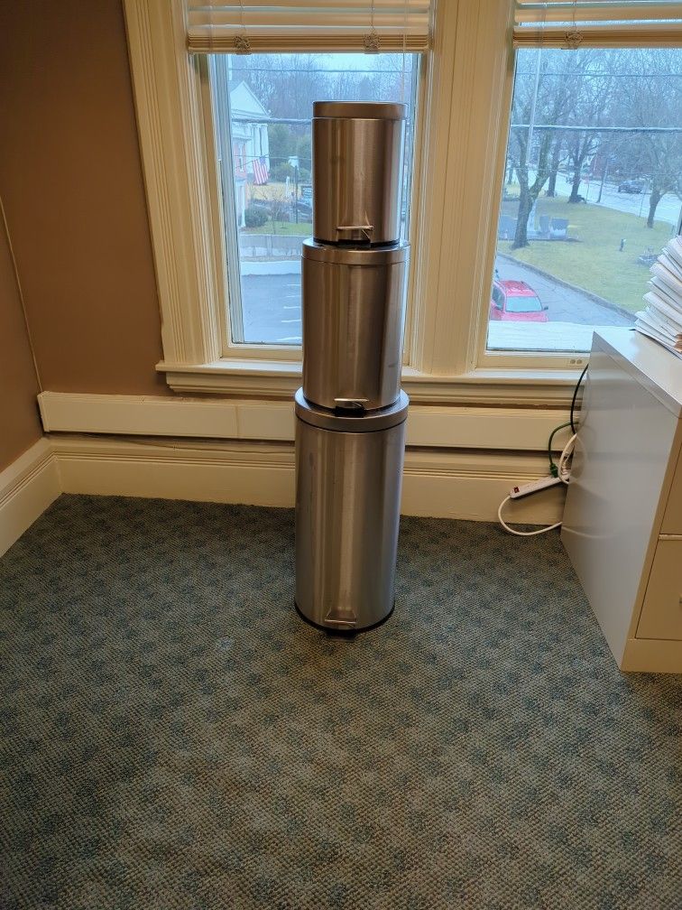 Set Of Three Trash Cans