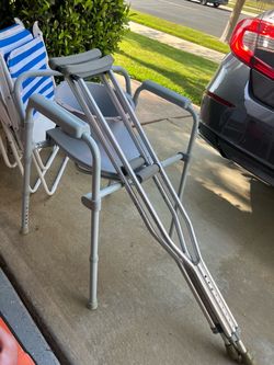 Portable, toilet and crutches