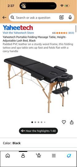 Portable Folding Massage Table / Lash Bed - Like New with Carrying Case