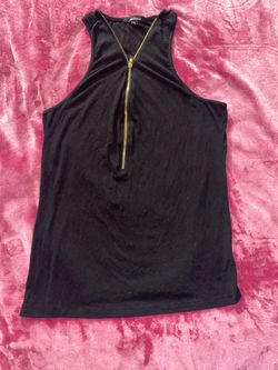 Black Sleeveless Zip-Up Top - Size XL