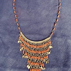  Handmade Beaded Silver- Tone Nicklece