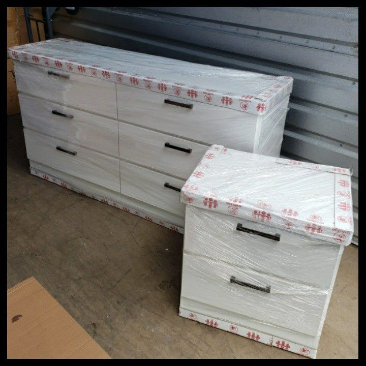 NEW 6 DRAWER DOUBLE DRESSER AND NIGHT STAND 😊 Available in BLACK WHITE GREY or CHARCOAL color
