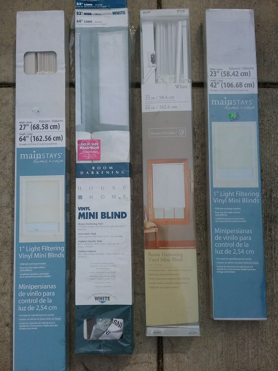 4 new vinyl miniblinds