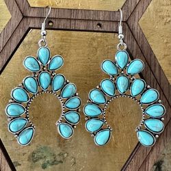 Faux Turquoise Drop Earrings 