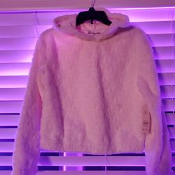 Girls Furry Hoodie White 
