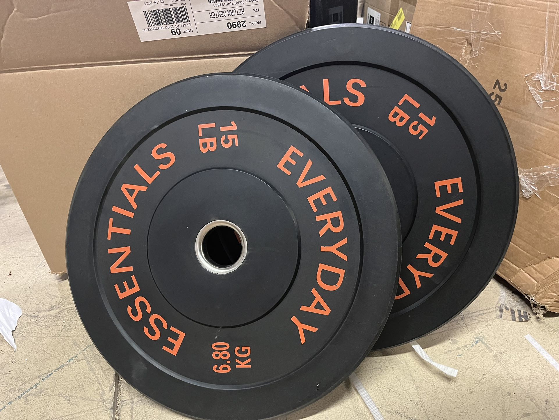 Set of 2 - 15lb BalanceFrom Olympic Bumper Plate Weight Plate with Steel Hub