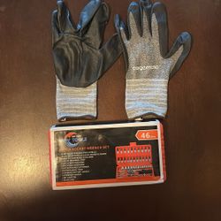 Gloves And A Socket Wrench Tool Kits