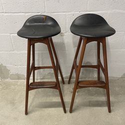 Pair Of Vintage Danish Rosewood Bar Stools by Erik Buch 1960s located near the Miami Design District. 