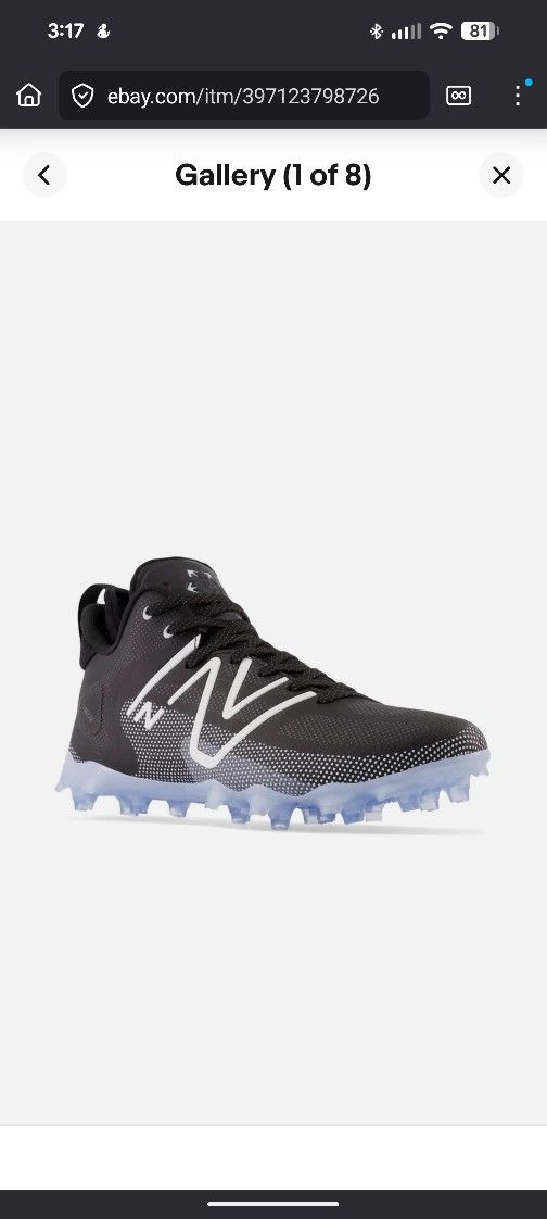 New Balance FreezeLX v4 Lacrosse Cleats Black White Blue Size 7 M/8.5 W