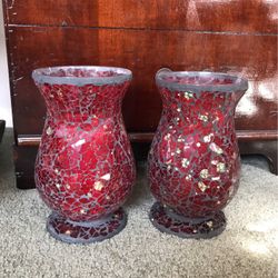 Mosaic Red Candle Holders