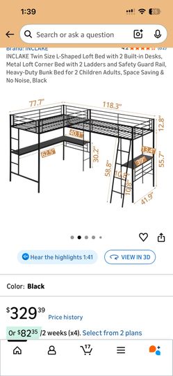 Double twin Loft Bed With Desk