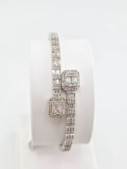 10k white gold 3.35ctw natural diamond bangle bracelet
