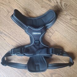 rabbitgoo Dog Harness No Pull with 2 Leash Clips, Adjustable Soft Padded, Reflective, No Choke Pet with Easy Control Handle, Black, size large,