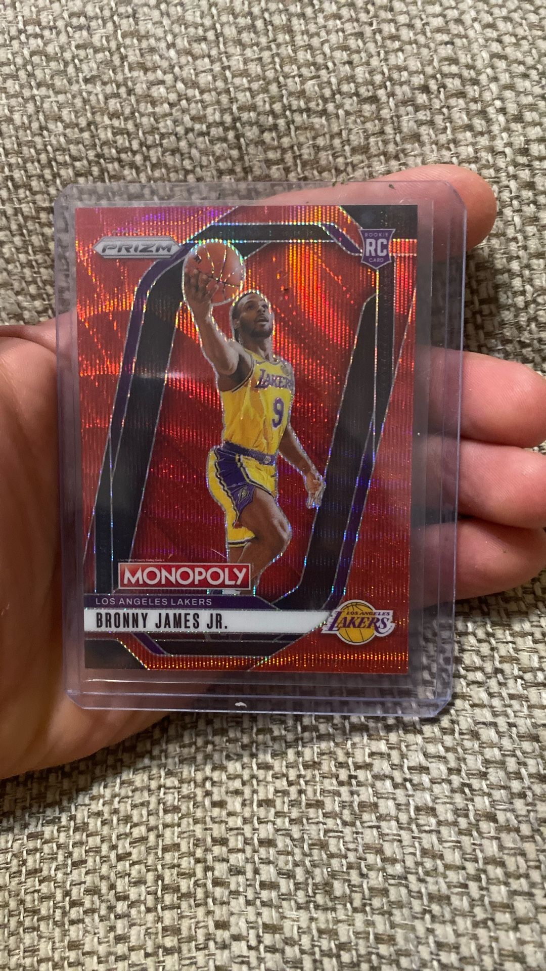 Bronny James Jr Red Wave Monopoly Prizm Rookie