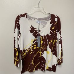 Women’s JOSSEPH A. Rayon/Nylon 3/4 Sleeve Button-Down Cardigan Print Sweater/Top… Size Large