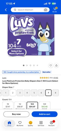 Luvs Platinum Protection Diapers Size 7, 104 Count