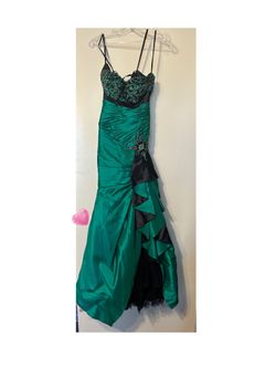 Dark Forest Green & Black Embellished Jeweled Top Strapless Prom Dress / Size 4 / High School, Teen’s Girl’s