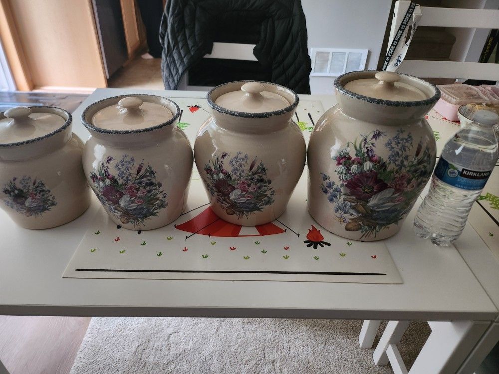 Home & Garden Party stoneware FLORAL Canister set