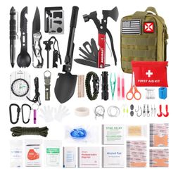 Survival Kit 256 in 1, First Aid Kit Survival Gear Tools Trauma Kit with Molle Pouch for Outdoor, Camping, Hunting, Hiking, Earthquake, Home, Office, 