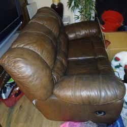 Brown Leather Couch 