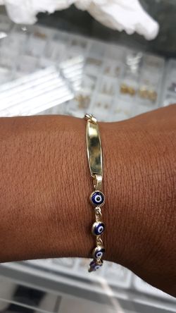 14k gold eye bracelet 6inch long for baby