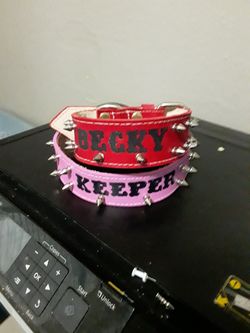 Dog collar 100%leather S,M,L,XL custom with spikes, (collar para perro grandes resistentes todas las medidas puro cuero grueso con pikos)