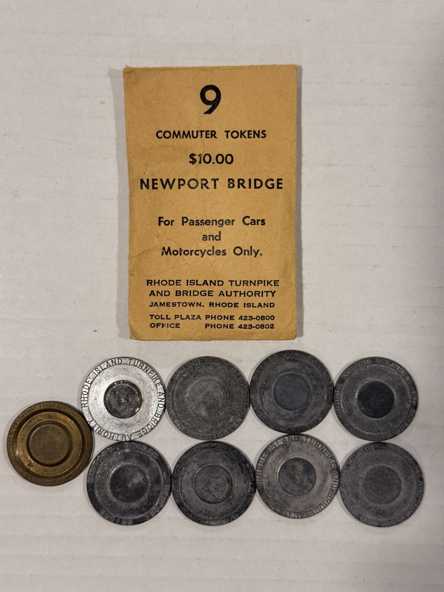 9 Vintage Rhode Island Turnpike Authority Newport Bridge Transit Tokens
