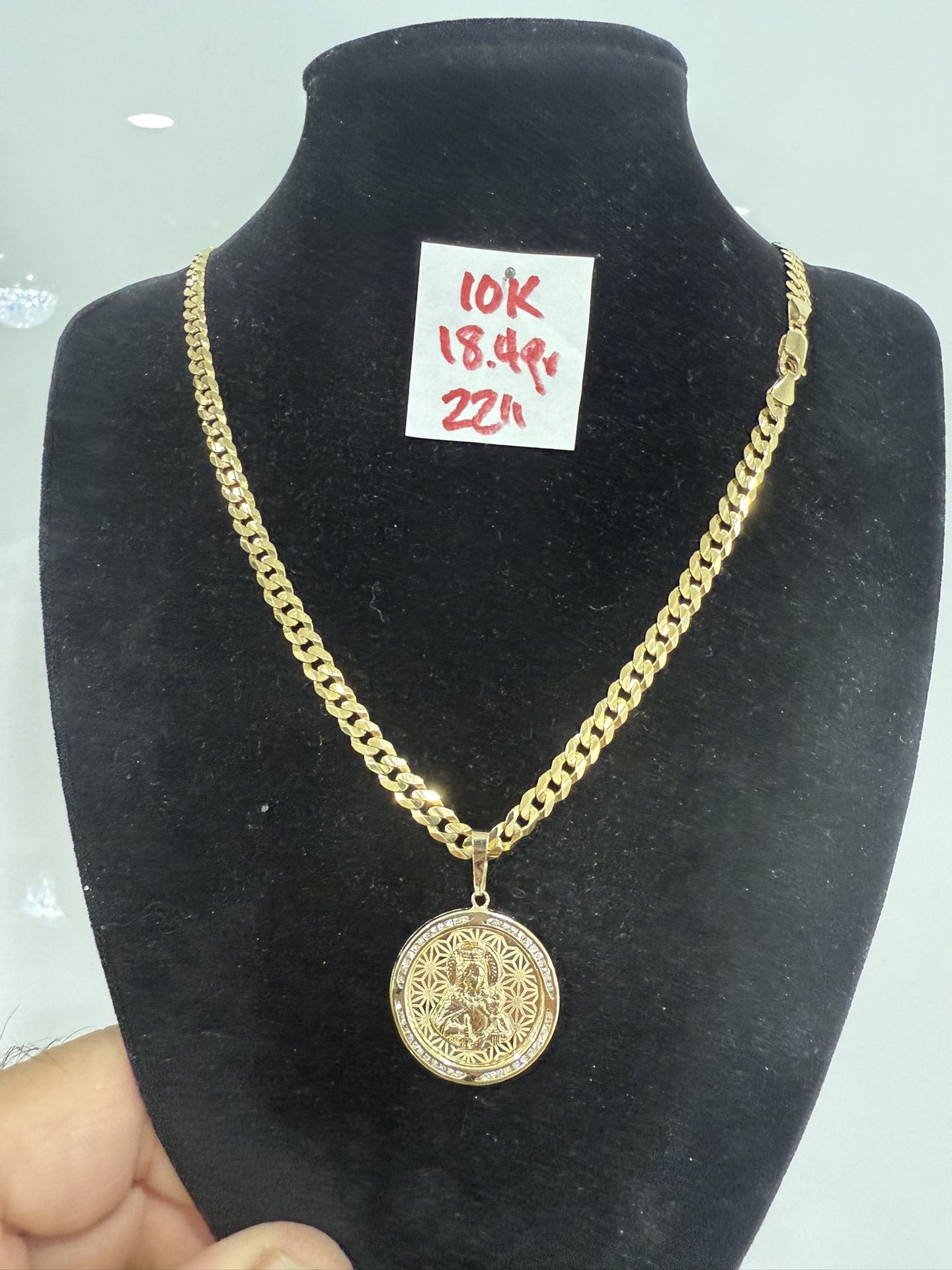 10K Solid Gold Chain and Pendant For Wedding 18.4Gr 22 Inches Long