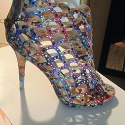 Brand New Women Designer Multicolored Bizazzled Heels
