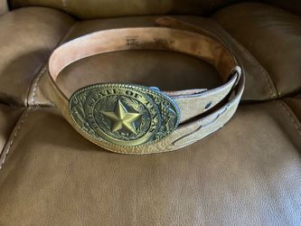 Leather belt with TX State Buckle